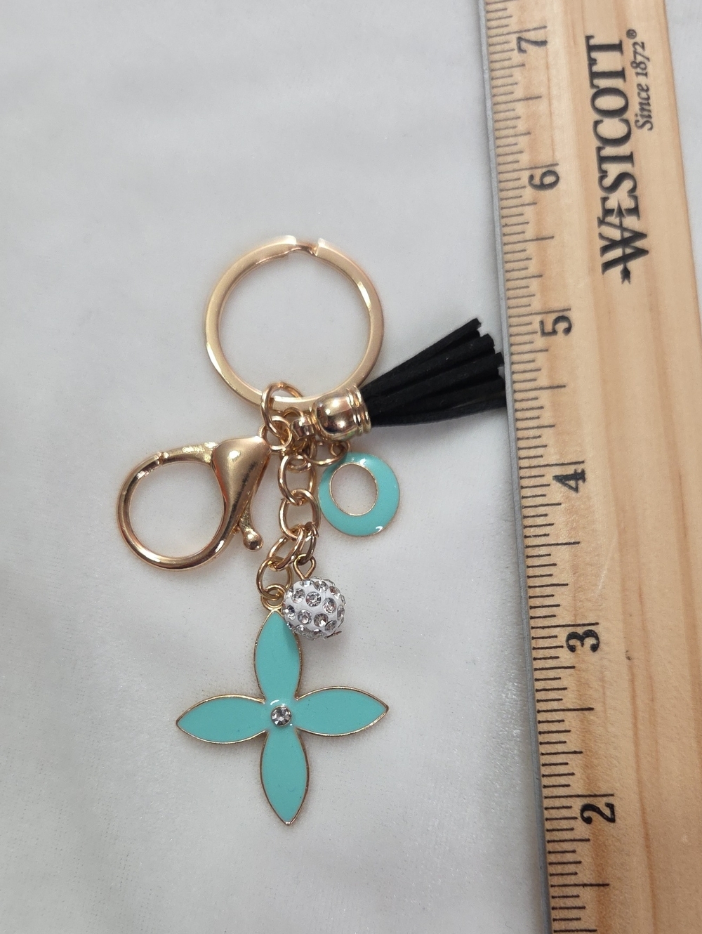 Ladies Blue Clover Trendy Keychain Bag Charm Purse Charm Accessories Rhinestones - Picture 4 of 5